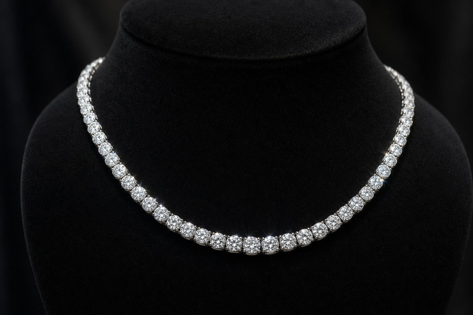 Diamond tennis necklace 3D rendering